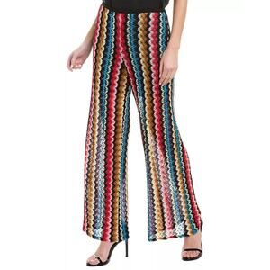 TRINA TURK Penelope Chevron Wide Leg Knit Pants Zigzag women's 8